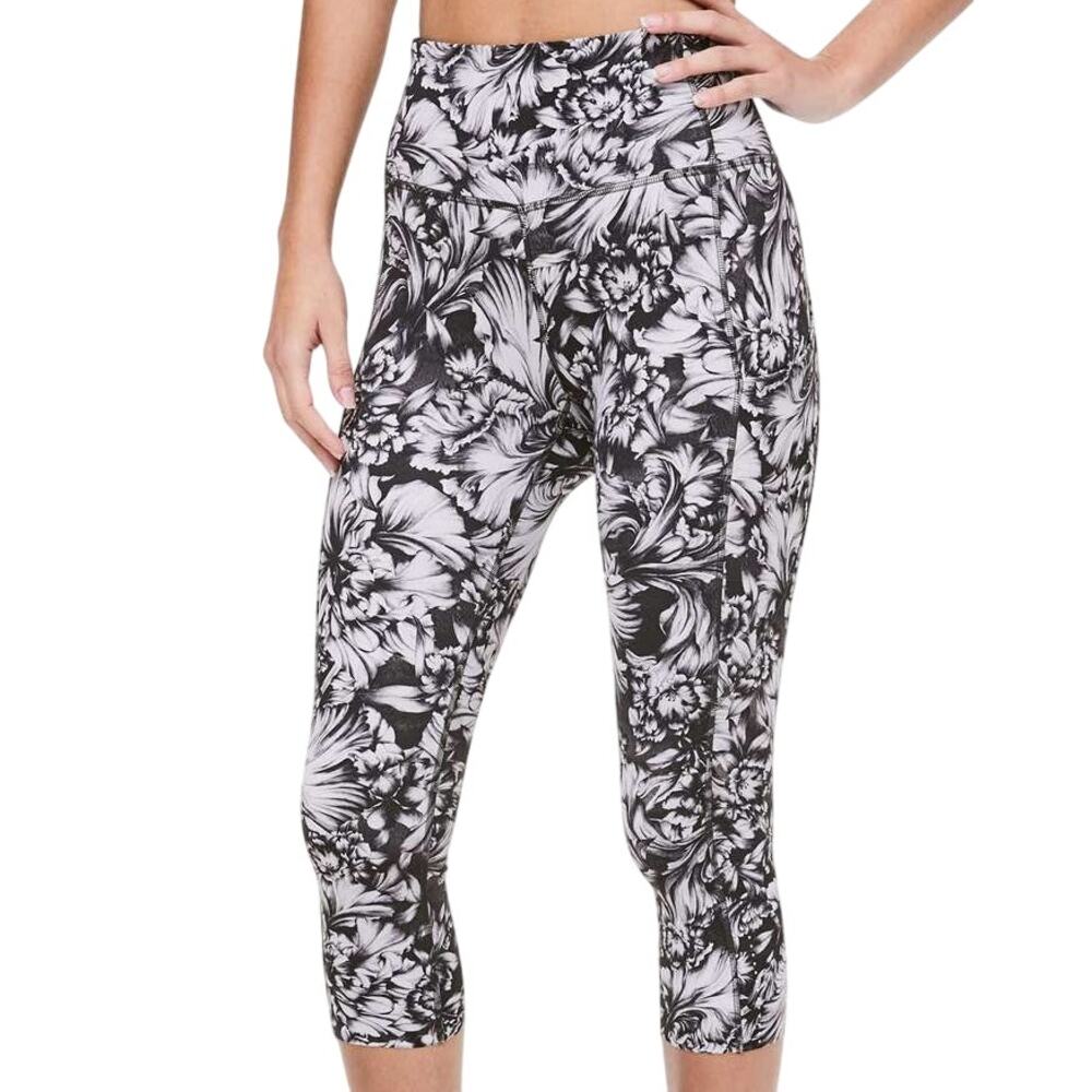 Lululemon Fast & Free Crop II Nulux 19" Night Ice Grey Black Women's Size 4 EUC